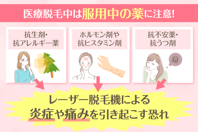 医療脱毛中は服用している薬に注意する